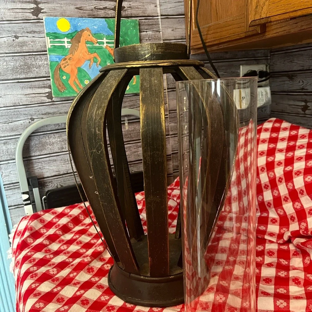 Decorative Black & Gold Lantern Candle Holder - Home Accents